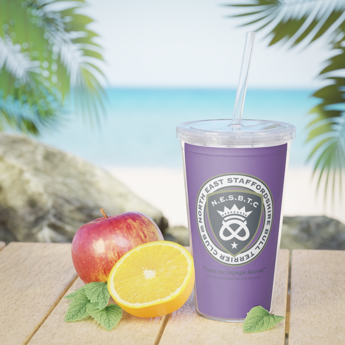 NESBTC Logo Purple Plastic Tumbler with Straw